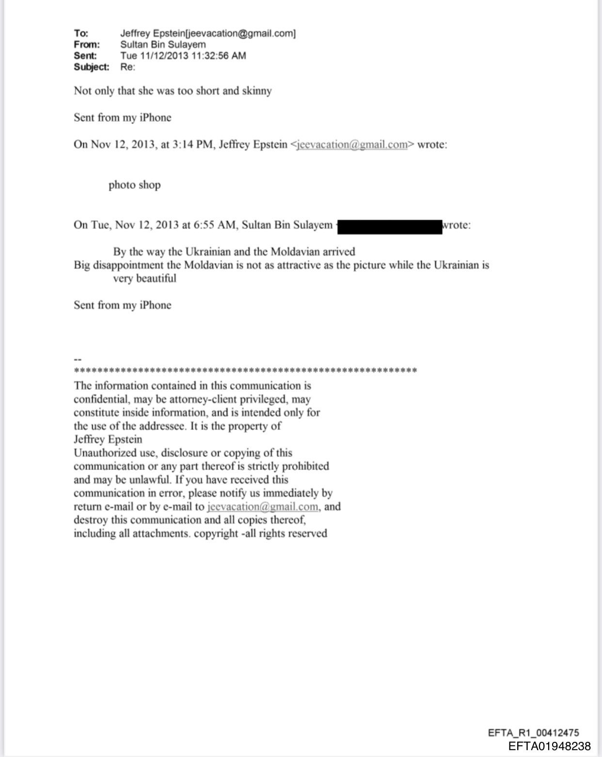 Email correspondence from Sultan Ahmed Bin Sulayem 