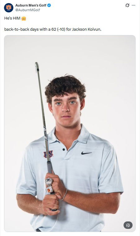 Jackson Koivun (Auburn Men's Golf / X)