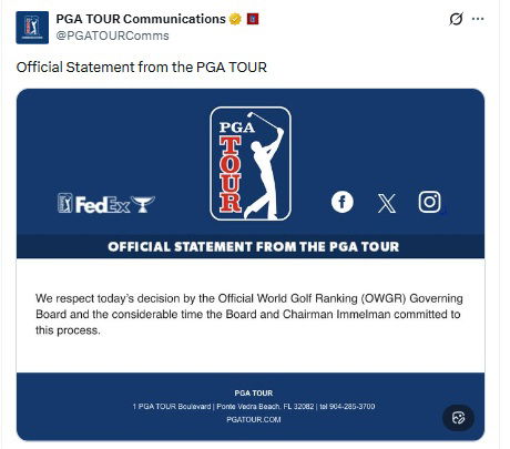 PGA Tour's response
