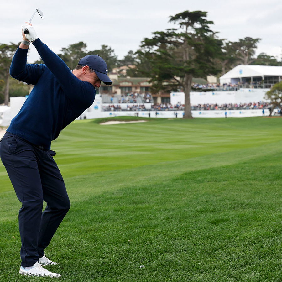 Rory McIlroy in play during the third round of the AT&T Pebble Beach Pro-Am