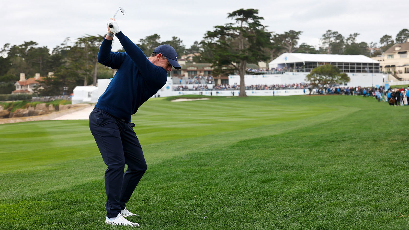 Rory McIlroy in play during the third round of the AT&T Pebble Beach Pro-Am