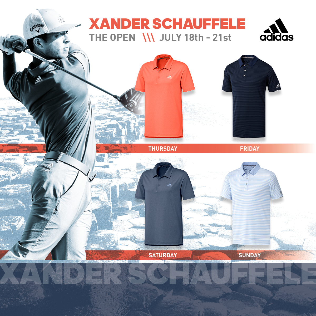 adidas Golf reveals Dustin, Sergio and Xander scripting for The Open