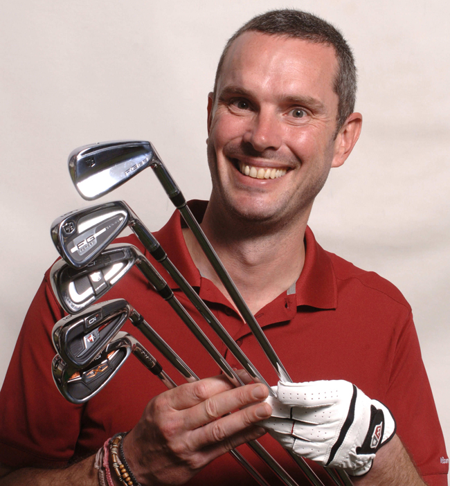 David with the five Wilson Staff iron models that he plans to work through during his challenge; starting with the X31 clubs and progressing with the Di11, Ci9, FG Tour and finally the latest FG62 forged blades