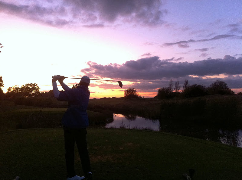 The 72nd tee shot into the sunset
