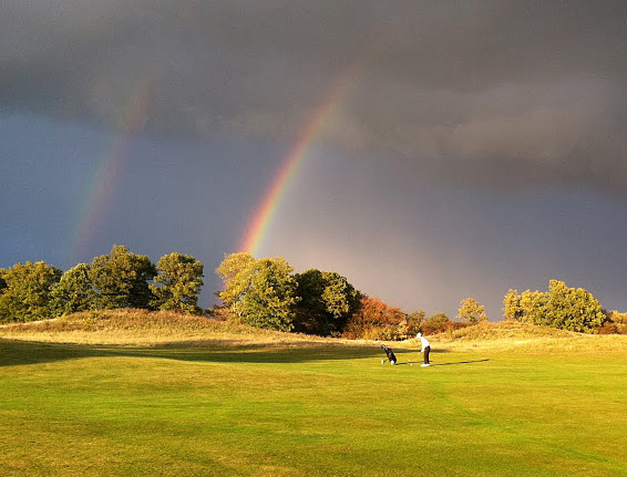 A double rainbow forms at Chart Hills