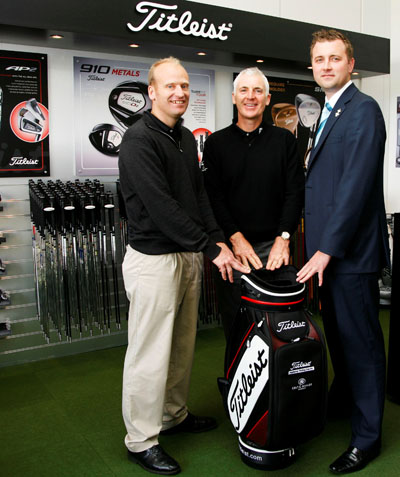 Price with Titleist's Richard Temple (left) and Celtic Manor's Matthew Lewis