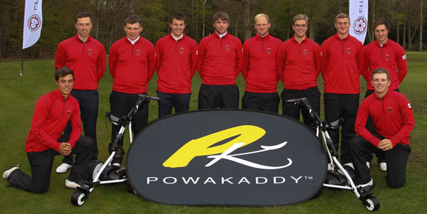 Hiluta (left) with his England colleagues sponsored by PowaKaddy