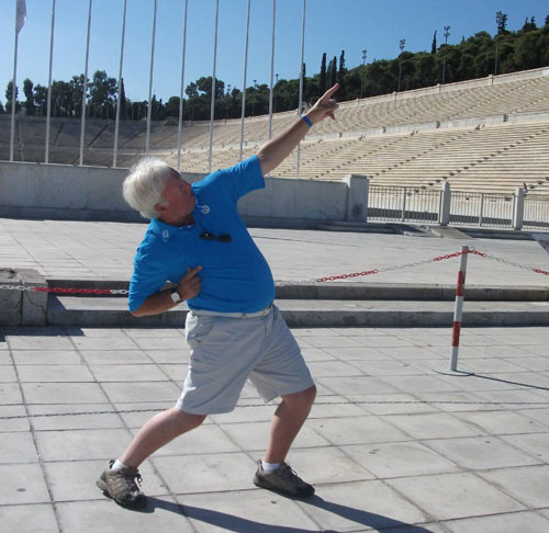 My Usain Bolt impression at Athens’ Panathenaic Stadium - home of the modern Olympics