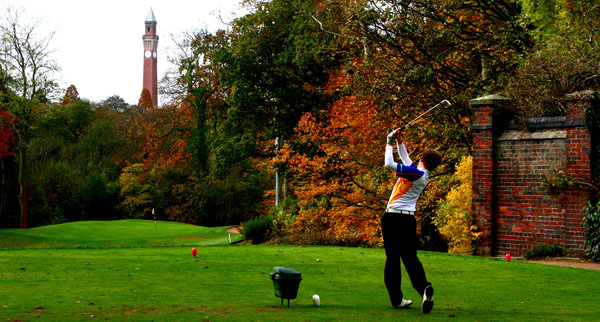Edgbeston golf course which has developed close links with nearby Birmingham University and its iconic tower