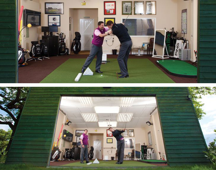 Swing analysis studio firing straight on to the driving range with PGA professional help (click to enlarge)