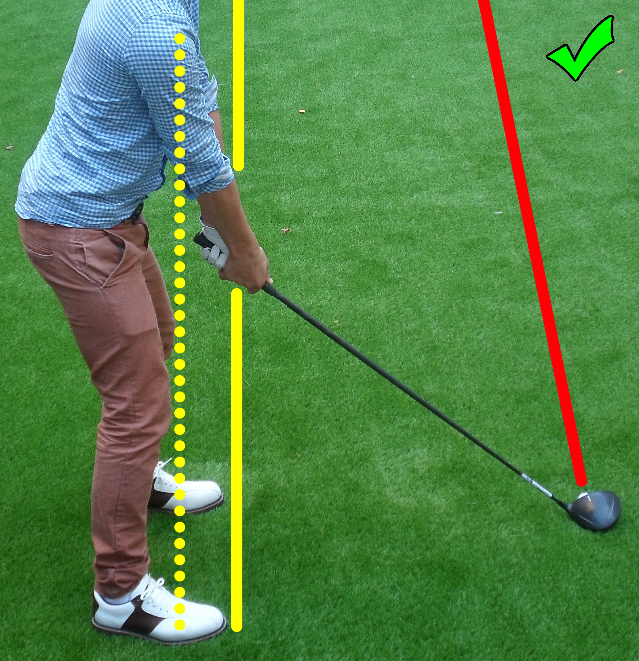 Fig.3 - Weight on the balls of your feet and shoulders lined up straight to the target with feet (click to enlarge)