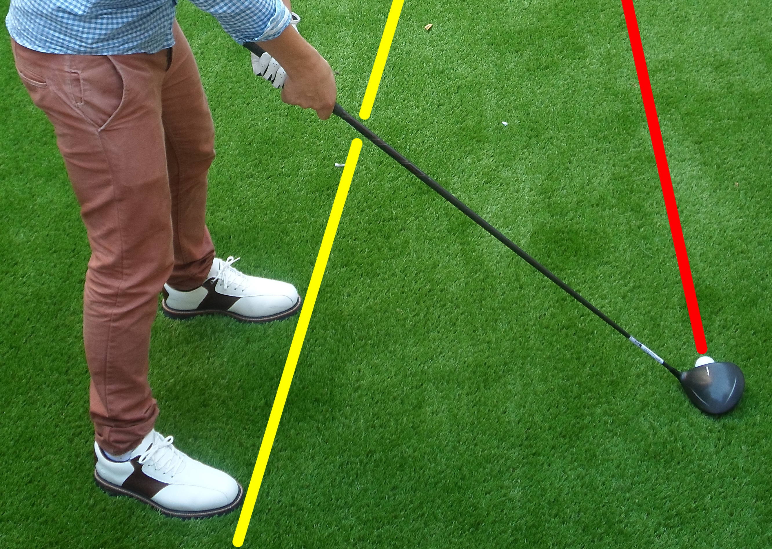 Fig.2 - Make sure you're aiming right of the target while the clubface is square on (click to enlarge)