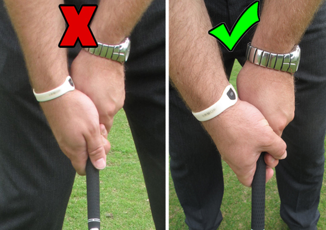 Fig.1 - Have your thumb across the grip rather than pointing down to reduce wrist movement