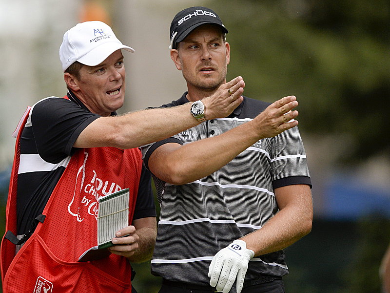 Lord (left) and Stenson navigate their way through a round
