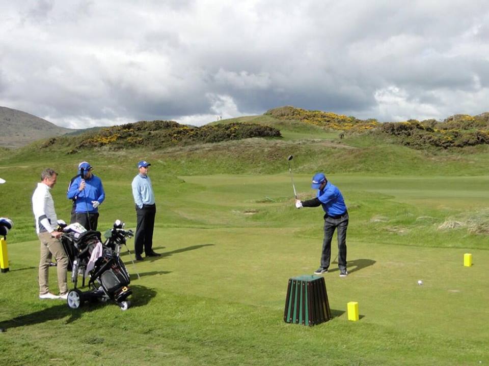 Playing with the TP ball in front of David Howell at Royal County Down 