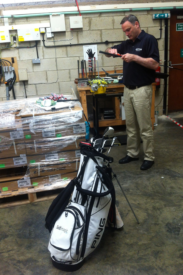 Golf Pride's Conor Dillon re-grips Andy's clubs