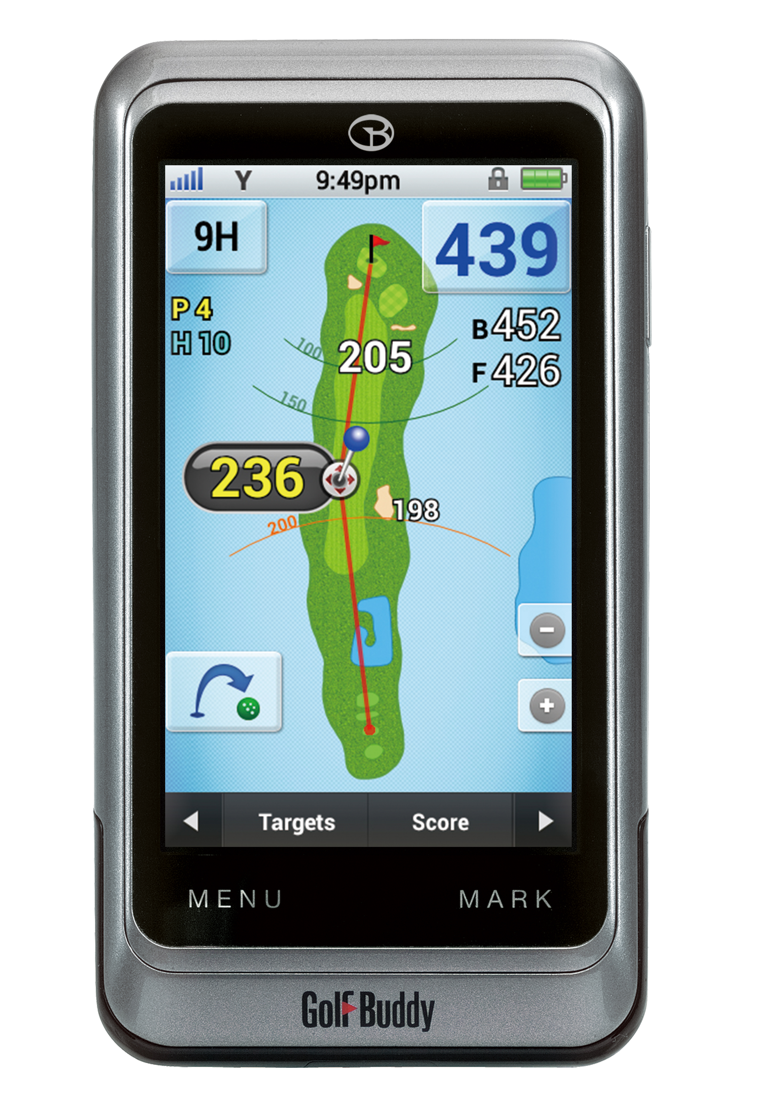 GolfBuddy PT4 features the market's only superfast 4" touchscreen handheld device