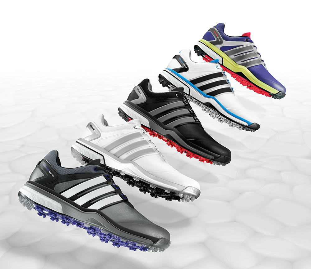Men's adipower boost shoes available in five different colours