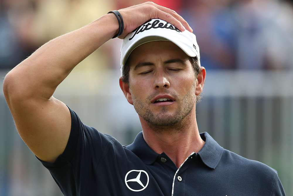 Adam Scott bogeys the last four holes of the 2012 Open Championship (Getty Images)
