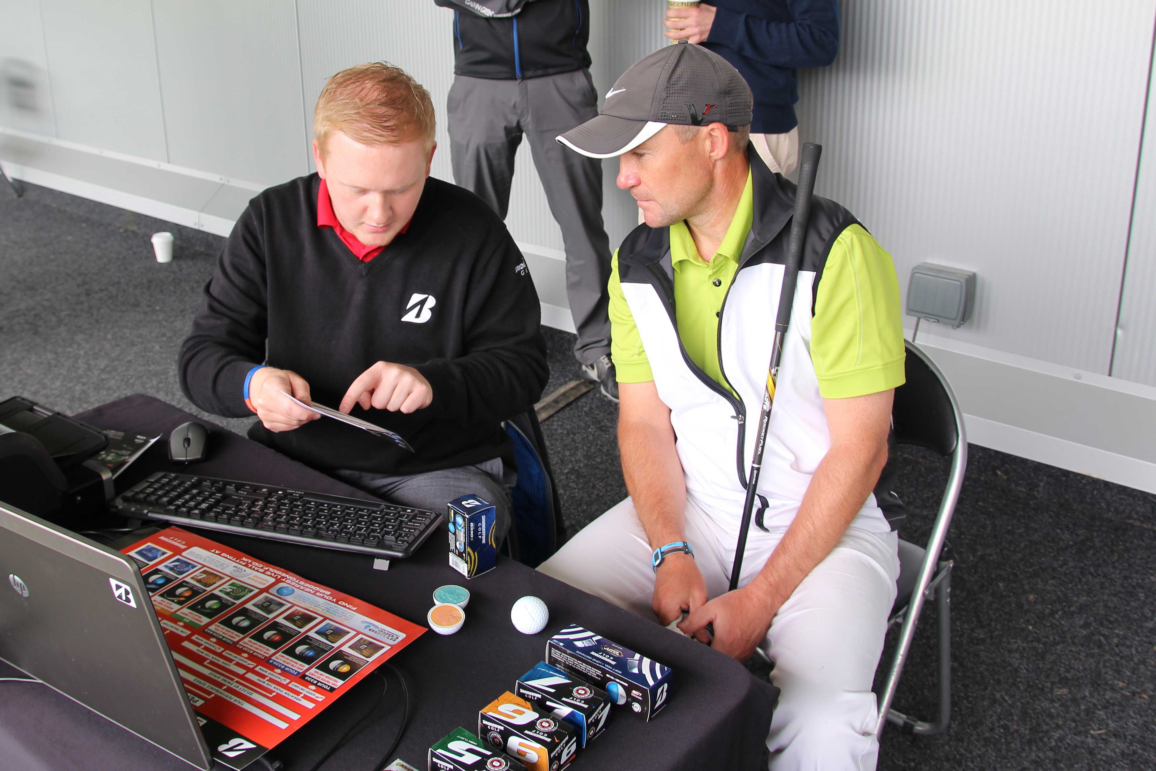 Bridgestone ball fitter Elliott Appleby with GolfMagic reader Mark Smith