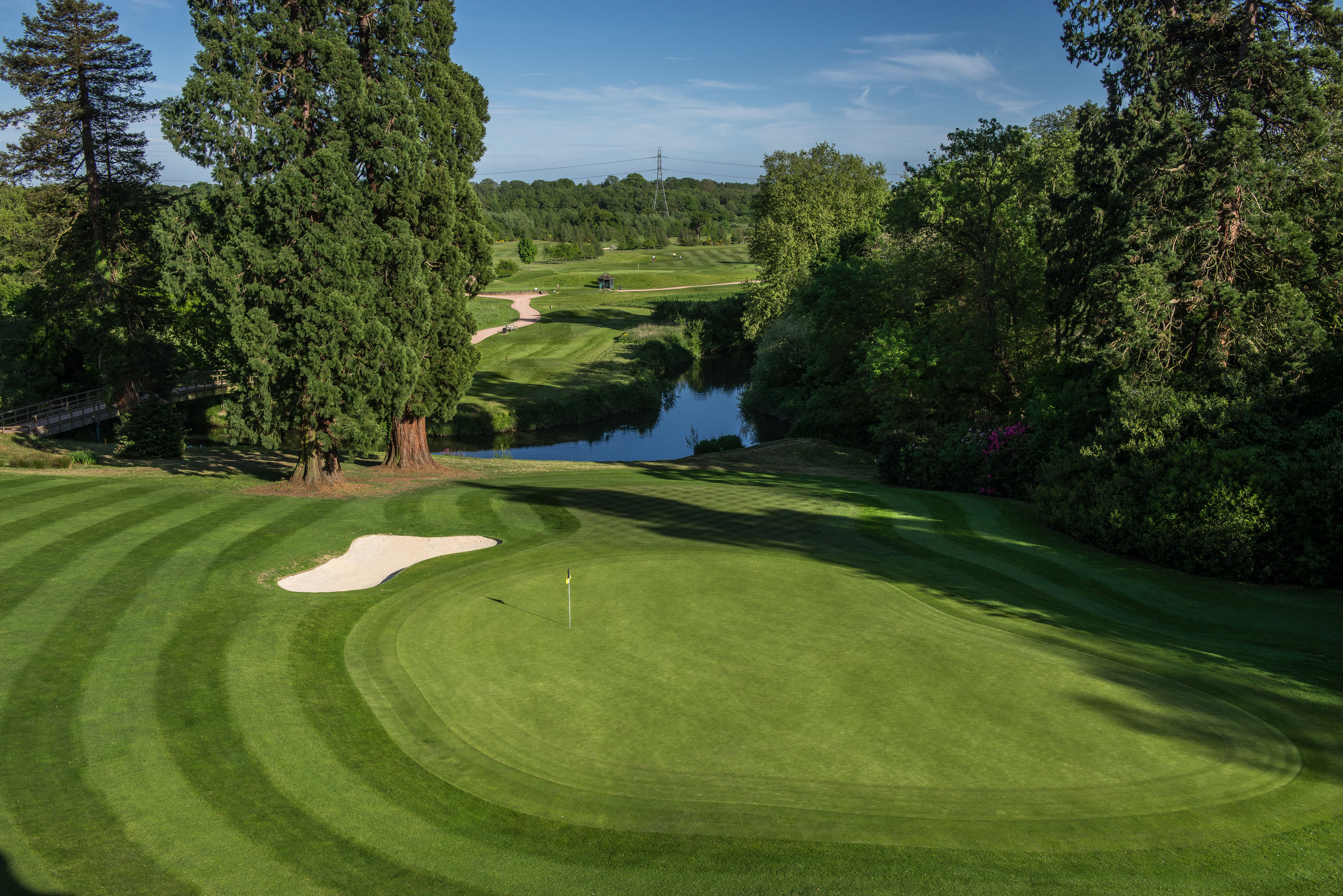 The par-three 18th hole, which is 161 yards from the white tees