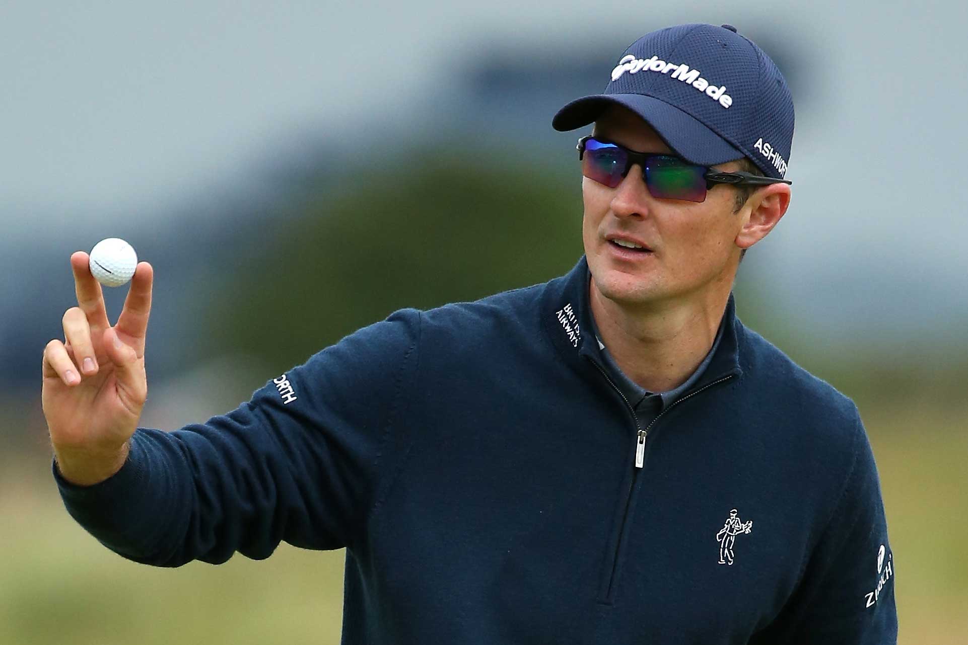 Justin Rose uses a TaylorMade Tour Preferred X ball marked with '99'