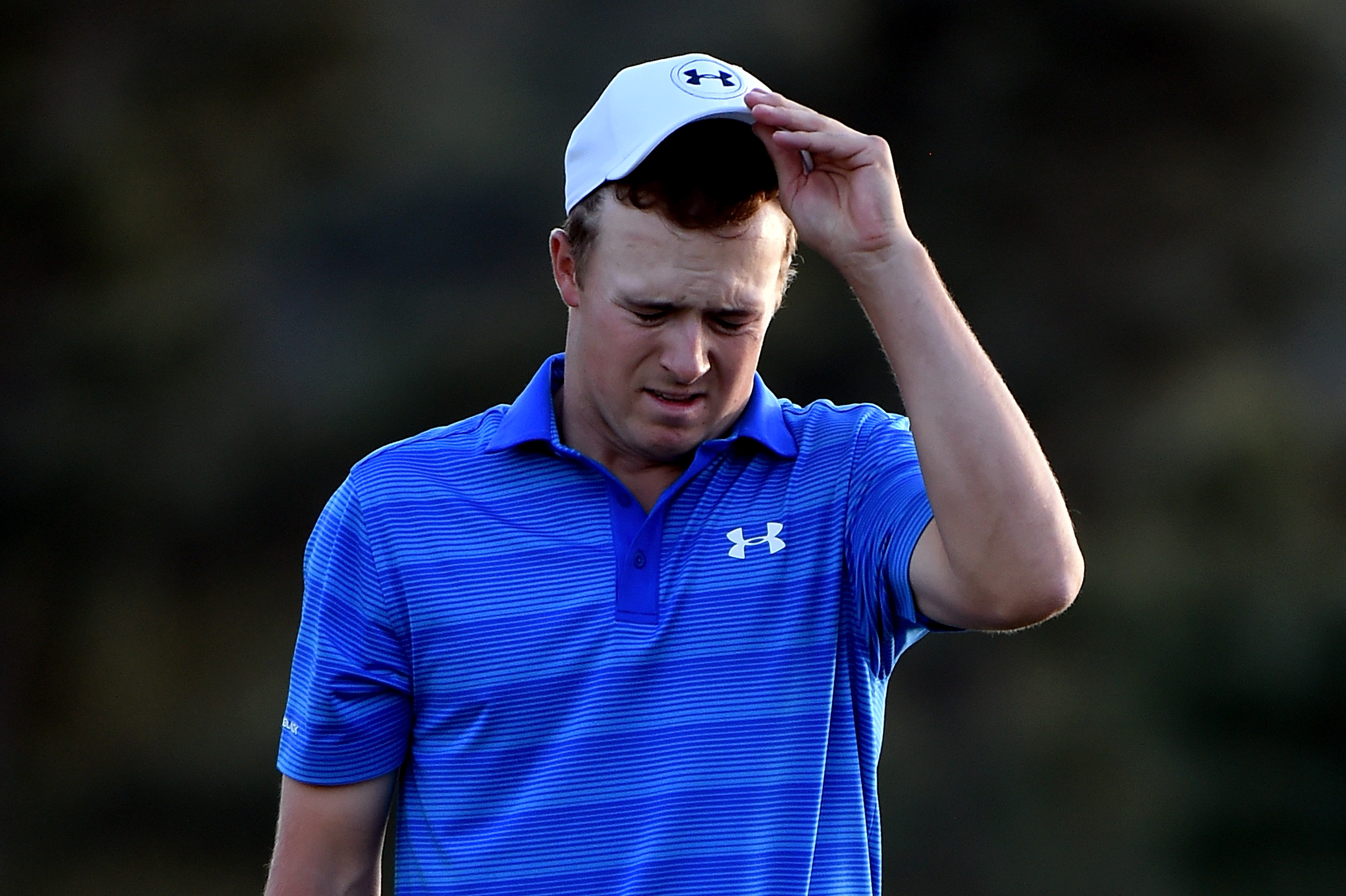 Jordan Spieth squandered a five-shot lead on the back-nine after playing holes 10 to 12 in six-over par (Getty Images)