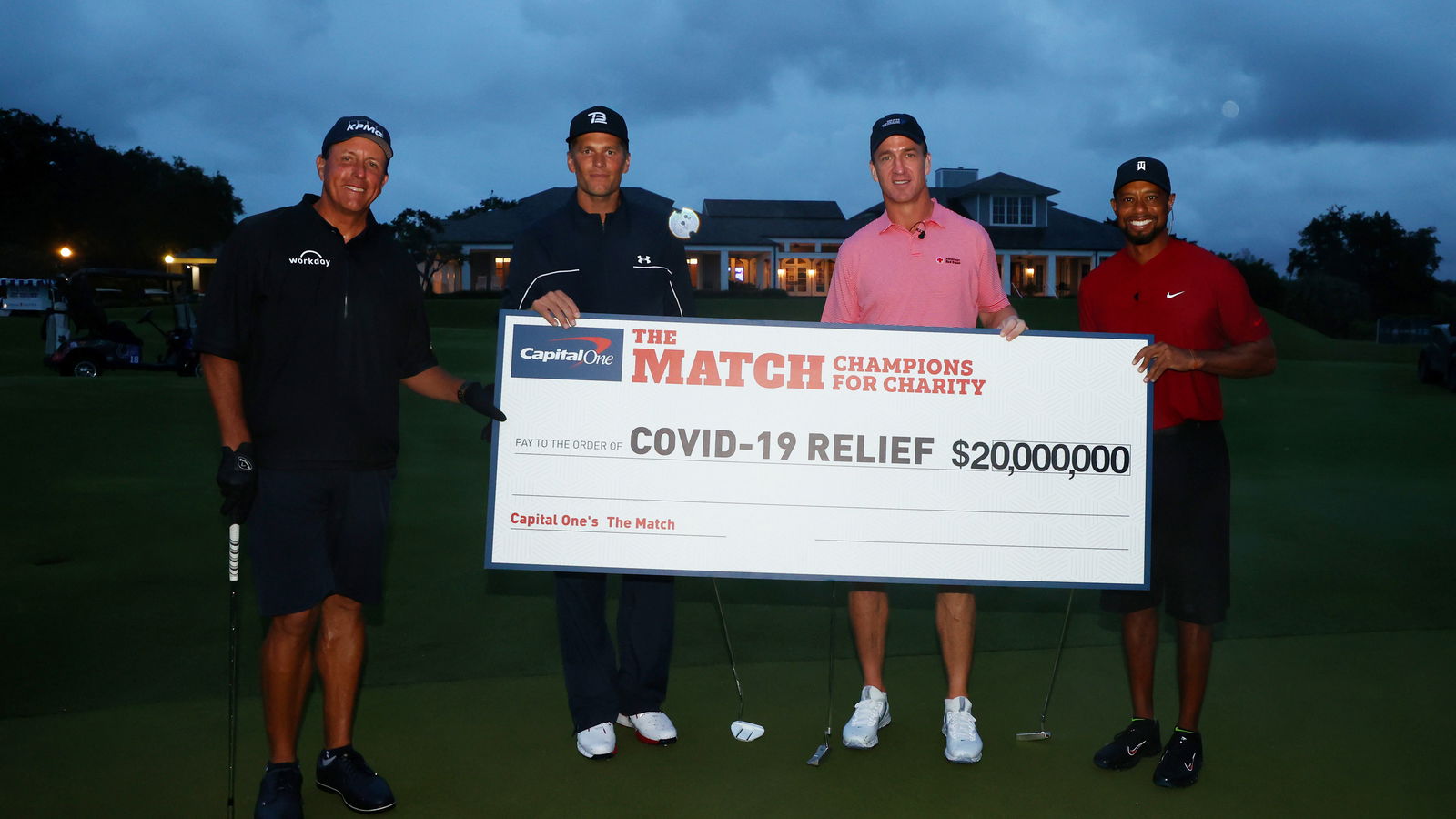 Woods and Manning beat Mickelson and Brady in $20m charity match