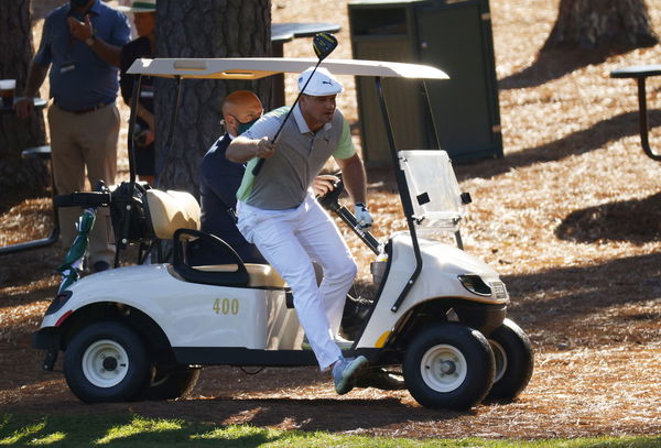 Bryson DeChambeau drives short of green but LOSES HIS BALL!