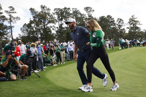 Paulina Gretzky plays golf with Dustin Johnson during birthday celebrations