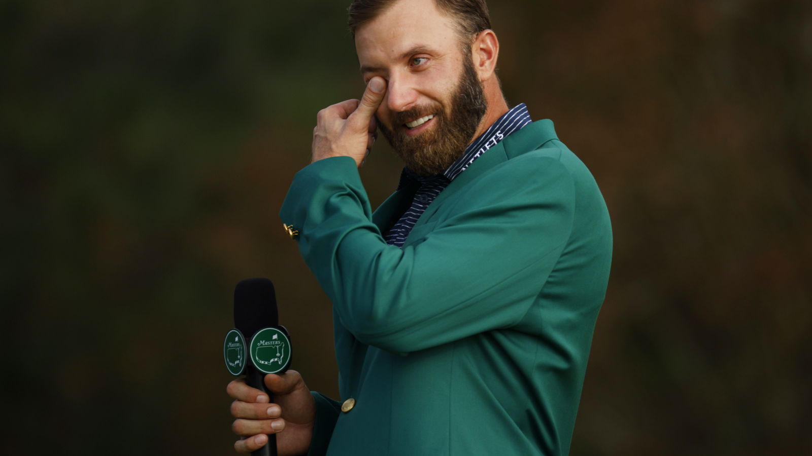 Dustin Johnson brought to tears during his Masters winning speech
