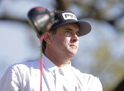 Bubba Watson shows off his new Jordan shoes ahead of The Masters