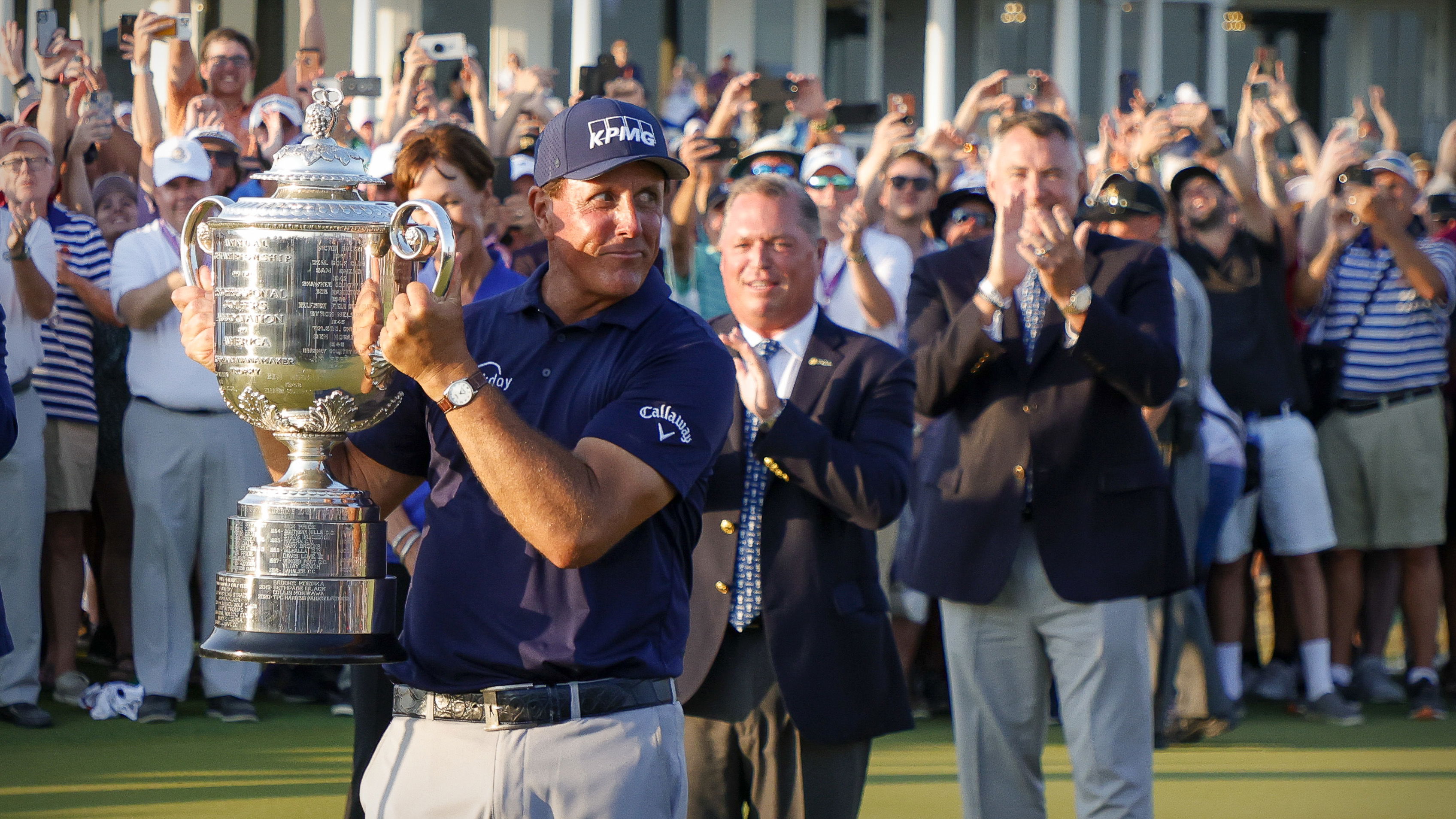 Phil Mickelson "SIPPING WINE HALF LIT" following US PGA victory