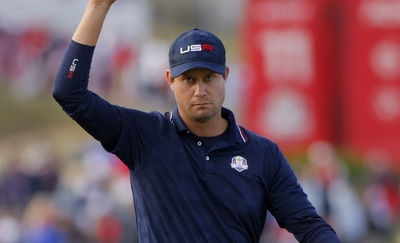 Harris English appears with Ryder Cup trophy as College GameDay guest picker