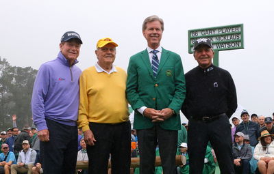 Gary Player wears Saudi Golf logo on jumper at The Masters honorary ceremony