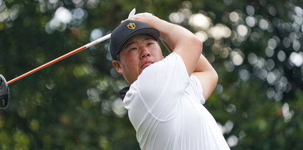 Sungjae Im HITS CAMERAMAN with tee shot at Shriners Childrens Open on PGA Tour