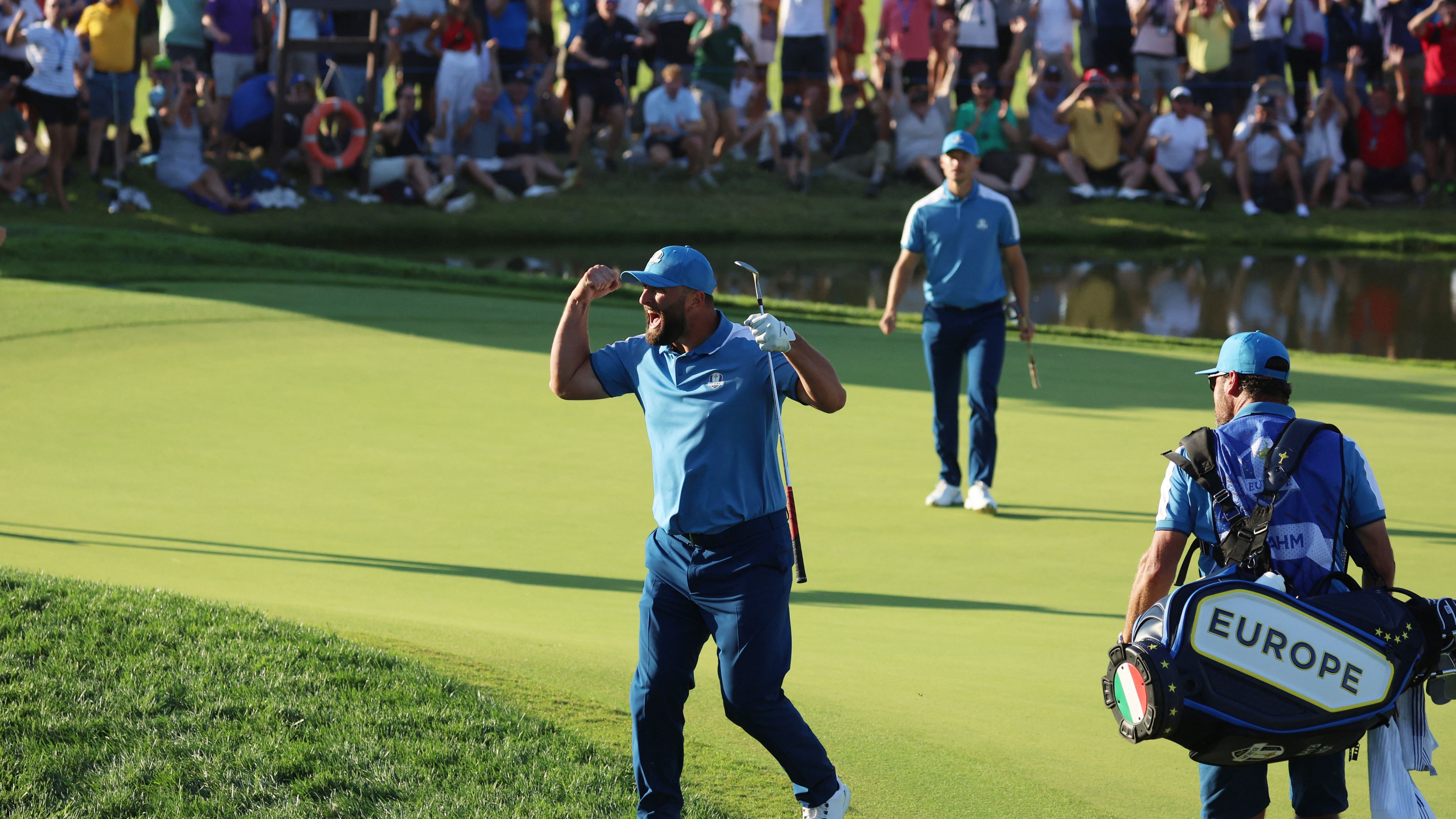 Watch Jon Rahm go absolutely BANANAS (!) with wild Ryder Cup eagle