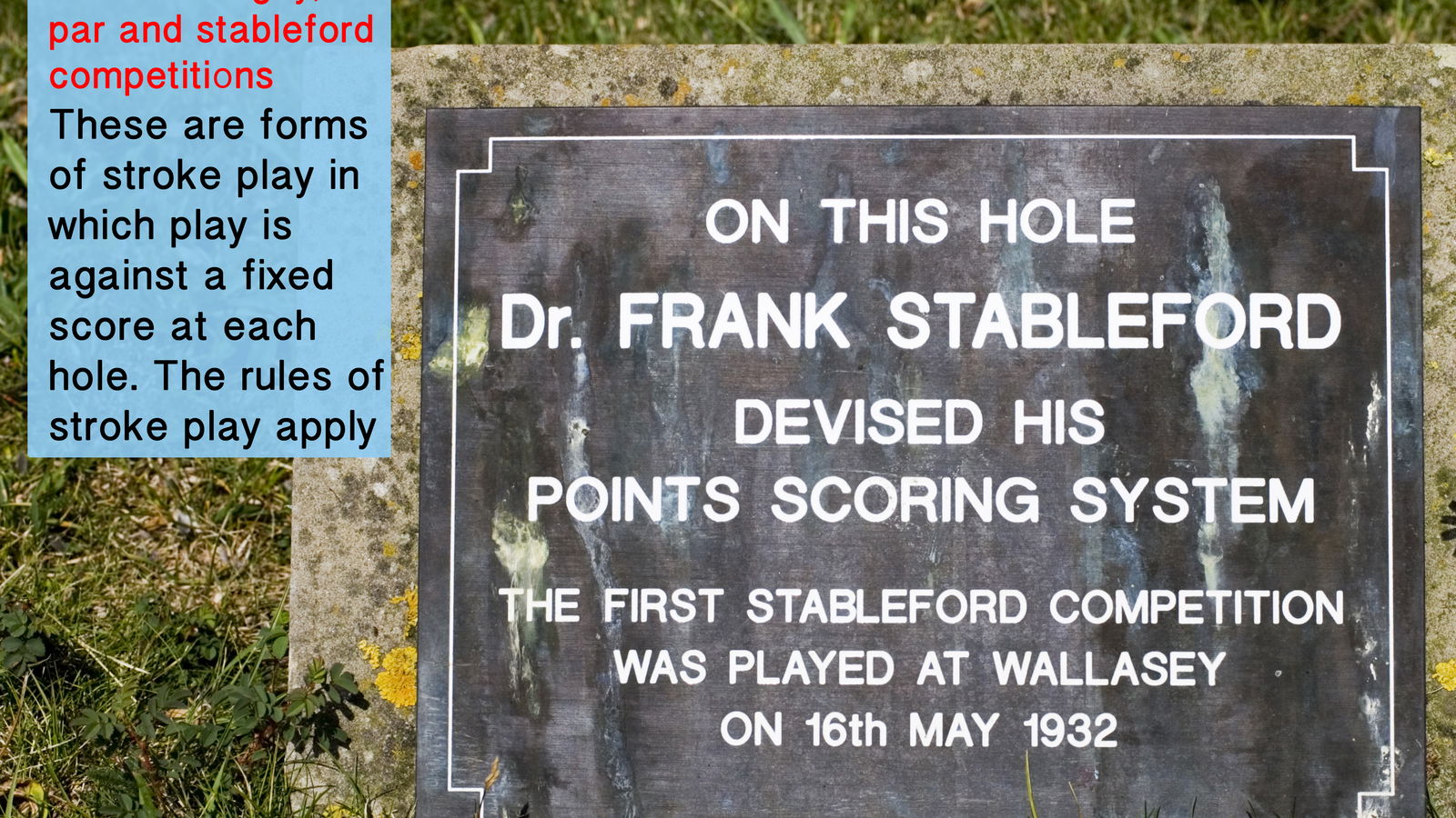Golf Rule 32: Bogey, par and stableford competitions