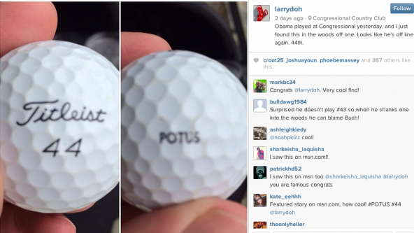 Obama's Titleist '44 POTUS' ball found by golfer