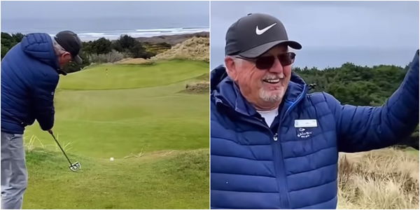 Starter makes 150-yard Texas wedge hole-in-one then BARELY celebrates