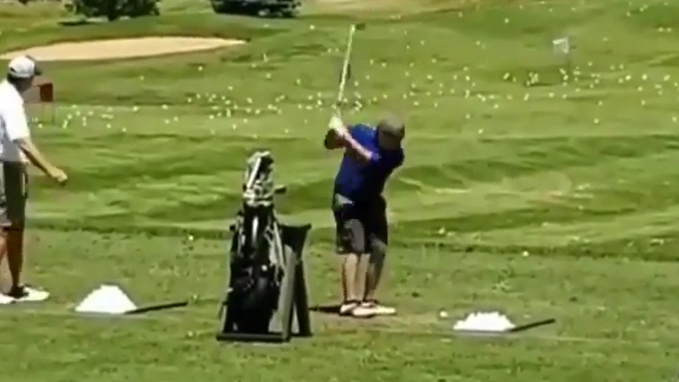 WATCH: Golfer chunks his shot, then does a Tiger Woods club twirl!