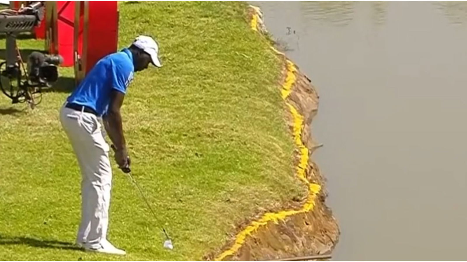 WATCH: Kenya believe it?! Pro, on a downslope, water looming, goes lefty