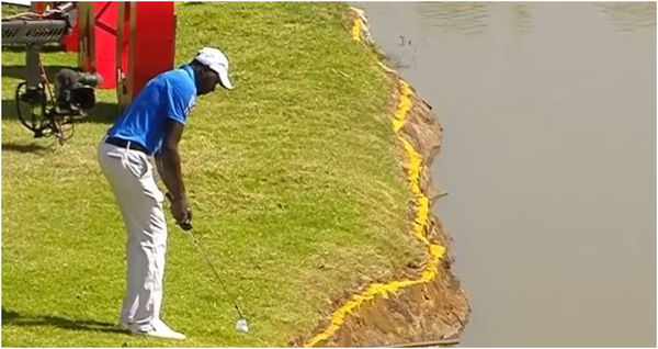 WATCH: Kenya believe it?! Pro, on a downslope, water looming, goes lefty