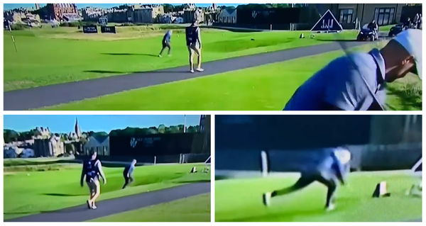 WATCH: Man takes hilarious tumble as Alex Noren prepares to hit tee shot