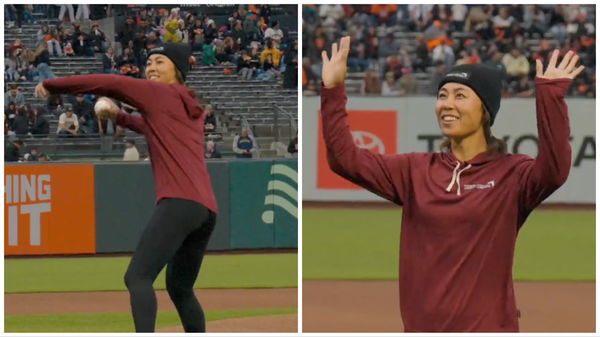 Danielle Kang throws FIRST PITCH at San Francisco Giants game!