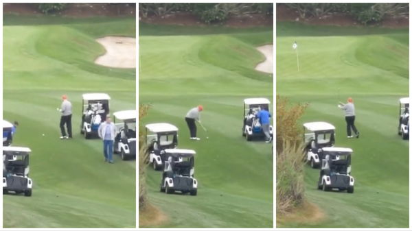 WATCH: Golf fans react as Donald Trump SHANKS wedge shot!