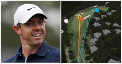 Graphic showing utterly ridiculous Rory McIlroy tee shot is comedy gold