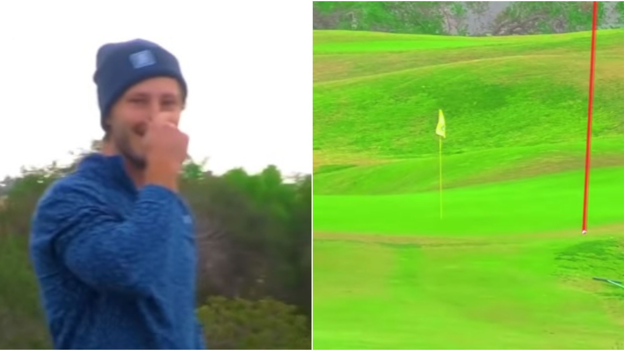 YouTube golf content creator Bubbie Golf almost DUNKS it on par-4