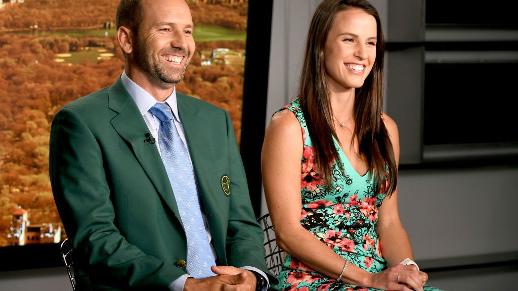 sergio garcia wears his masters green jacket at his wedding