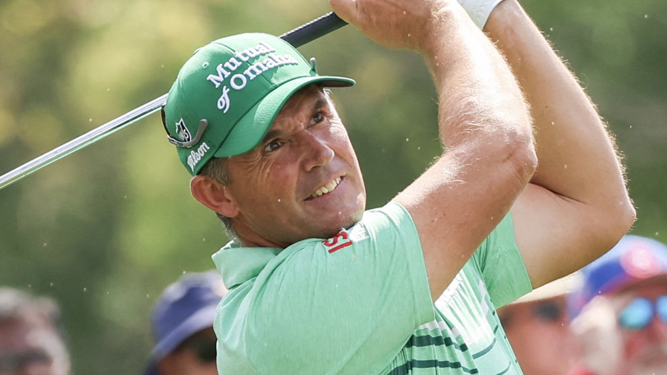 Padraig Harrington hits shot off his knees out of a tree in R1 of Houston Open!